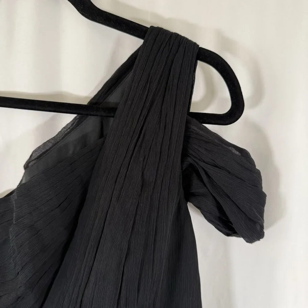 J. Crew Silk Knee Length Dress Women's 4 Black Side Zip Lightweight Sleeveless